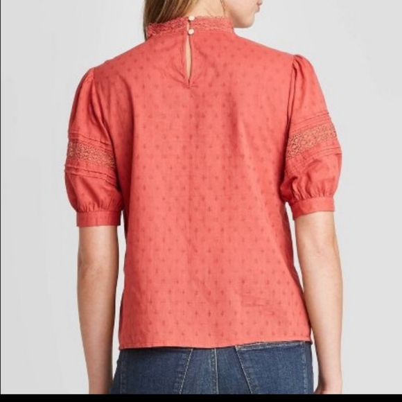 Universal Thread Rust Lace Puff Sleeve Blouse - Picture 2 of 16